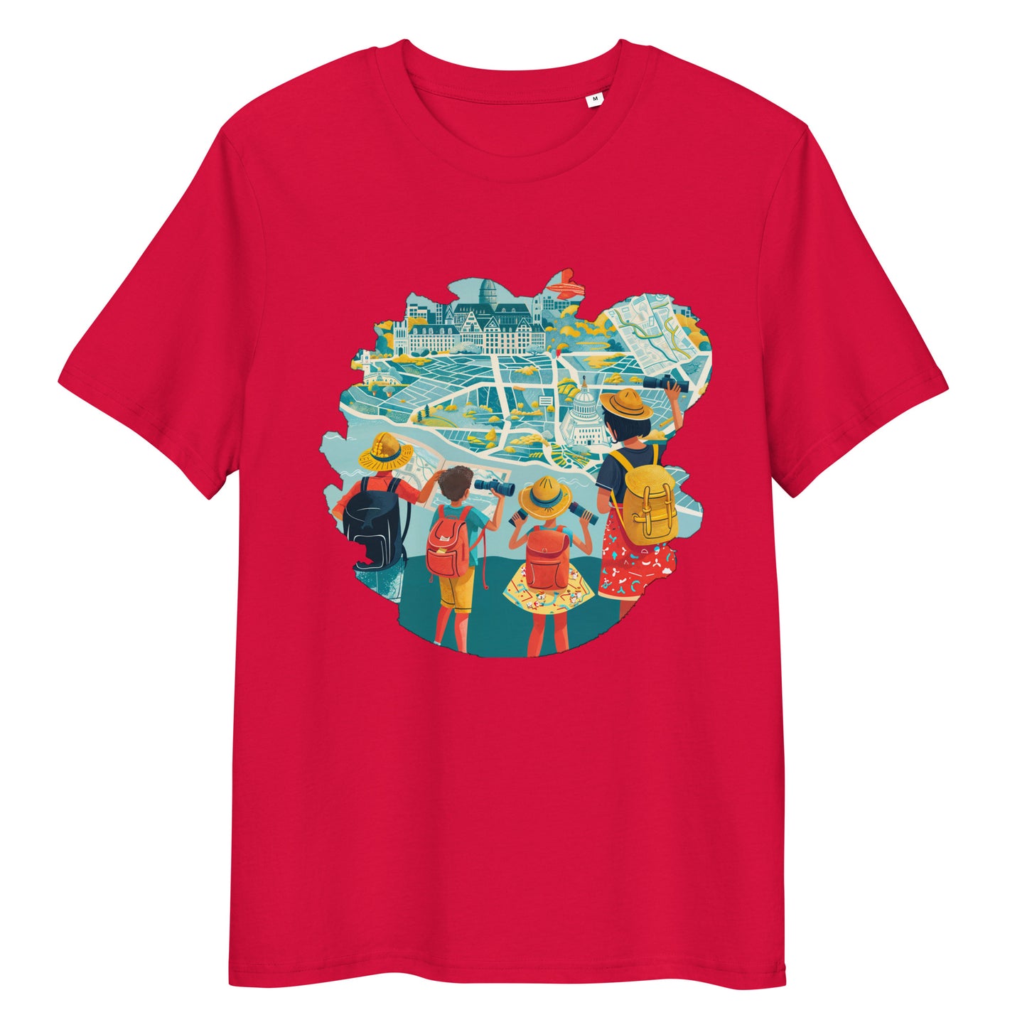 Camiseta de algodón orgánico unisex con Estampado de Turismo Urbano