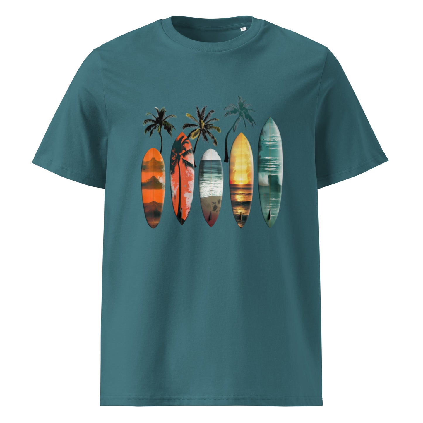 Camiseta de algodón orgánico unisex con Estampado de Surf Tropical