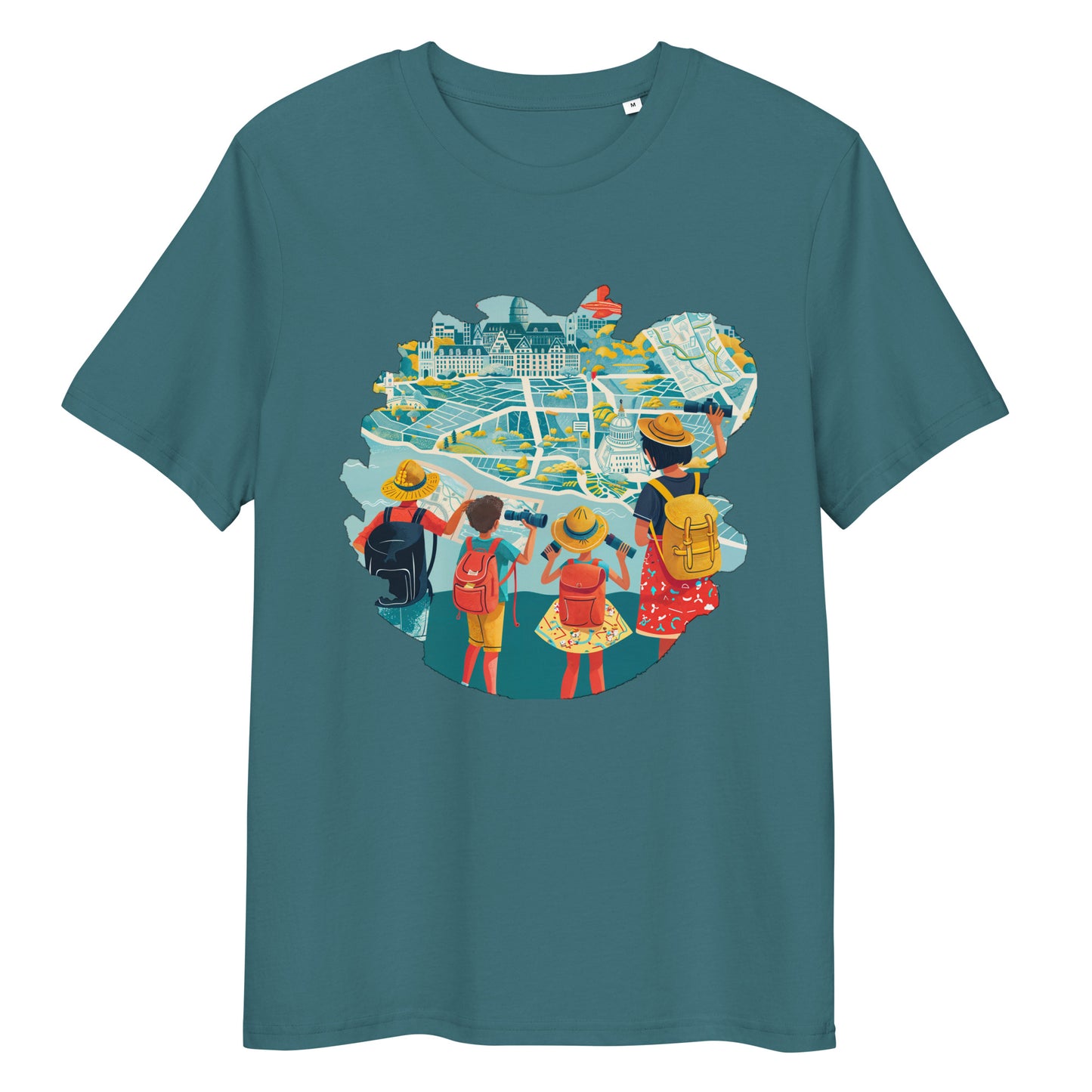 Camiseta de algodón orgánico unisex con Estampado de Turismo Urbano