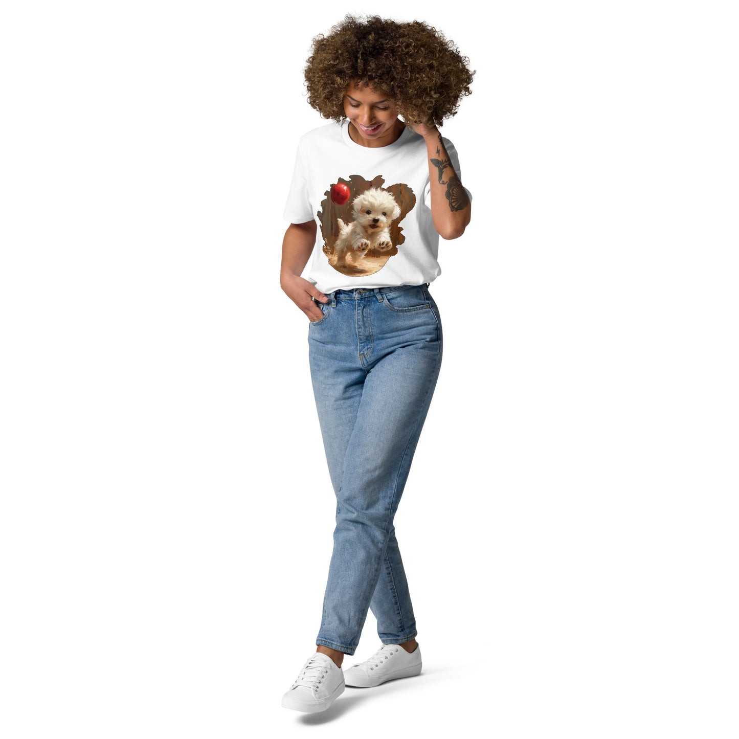 Camiseta Mujer de Algodón Orgánico "Cachorro Juguetón"