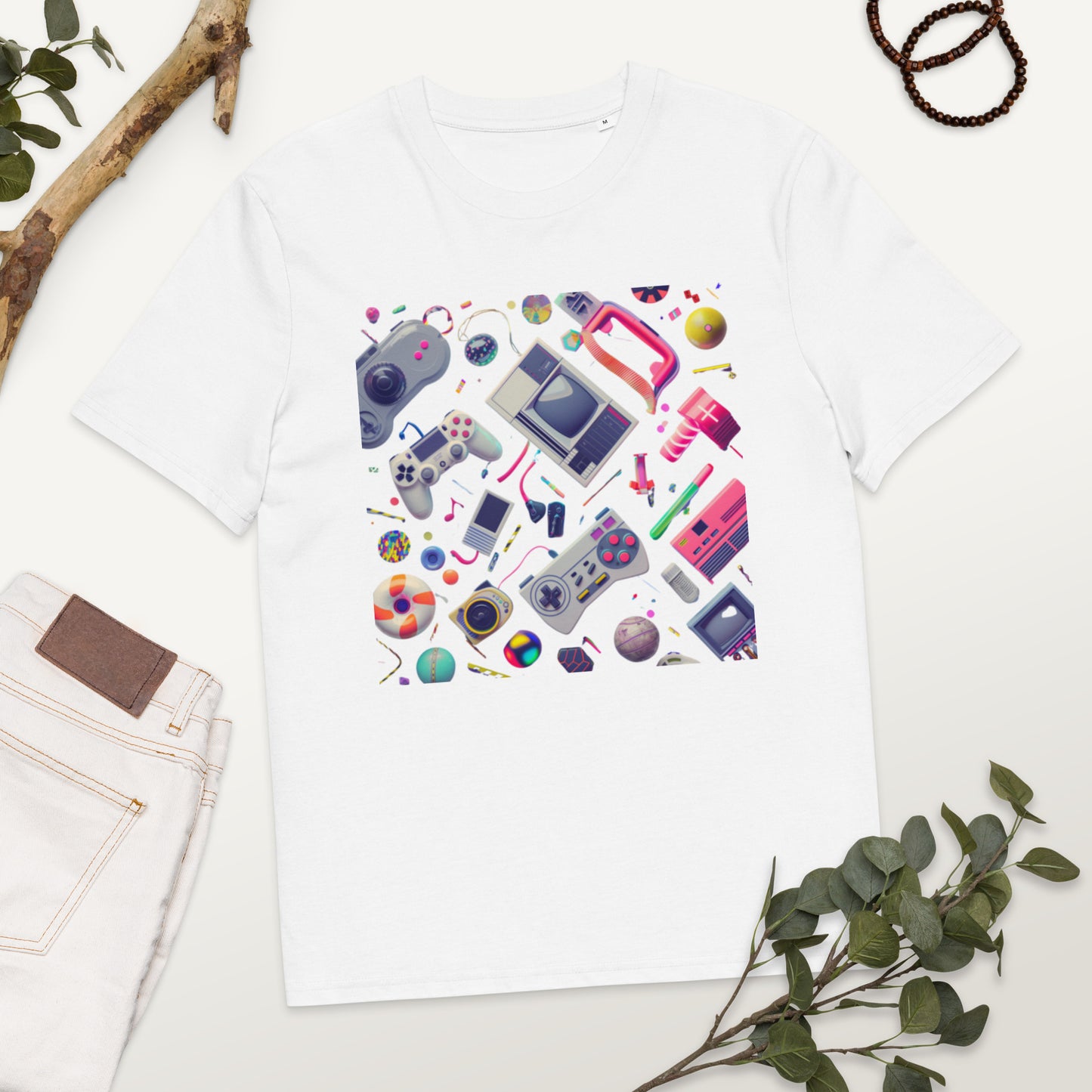 Camiseta de algodón orgánico unisex con Estampado Retro de Videojuegos