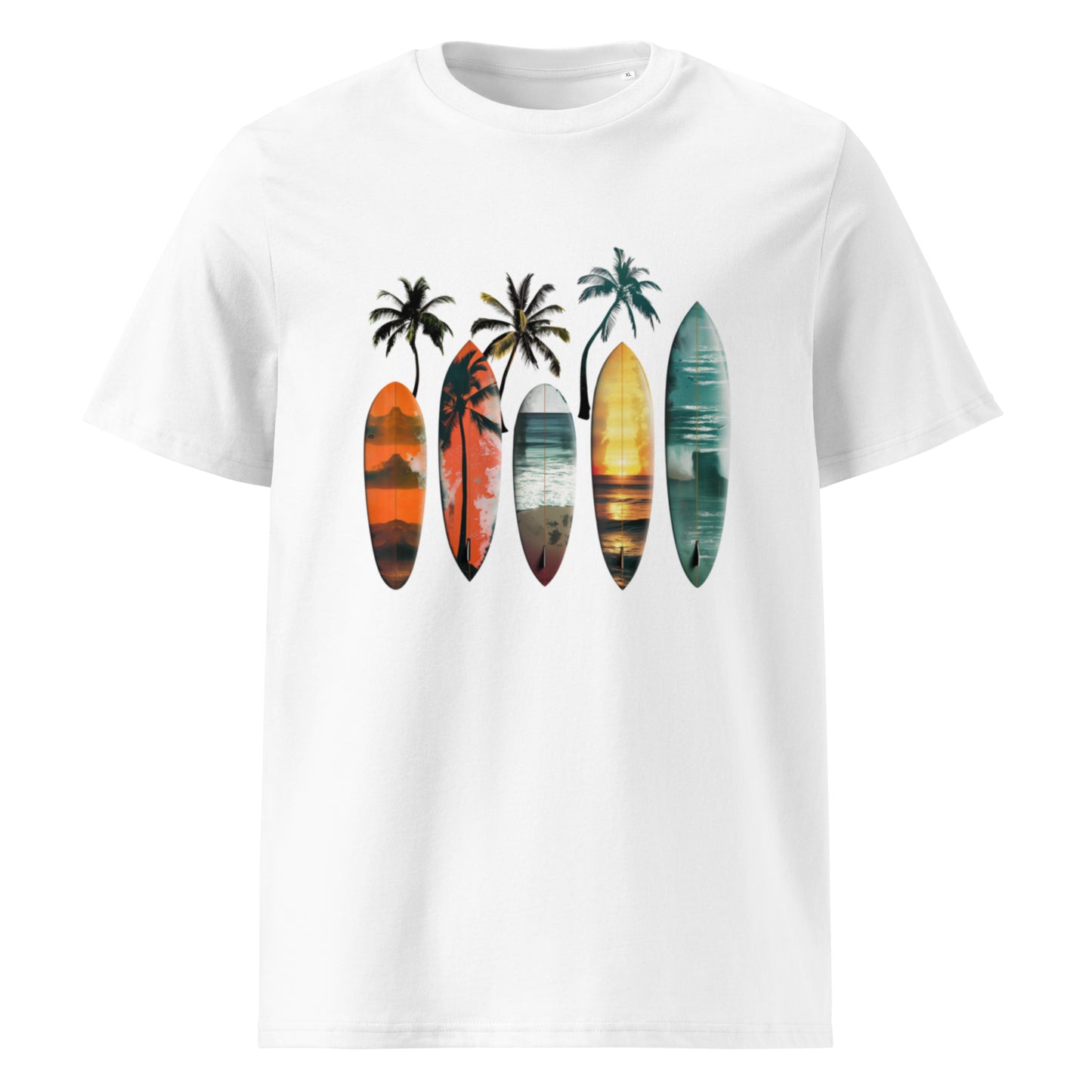 Camiseta de algodón orgánico unisex con Estampado de Surf Tropical