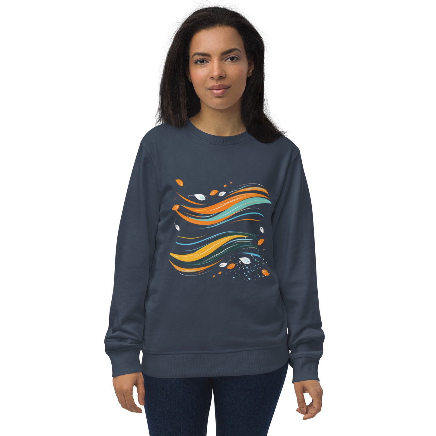 Sudadera ecológica con diseño fluido y abstracto