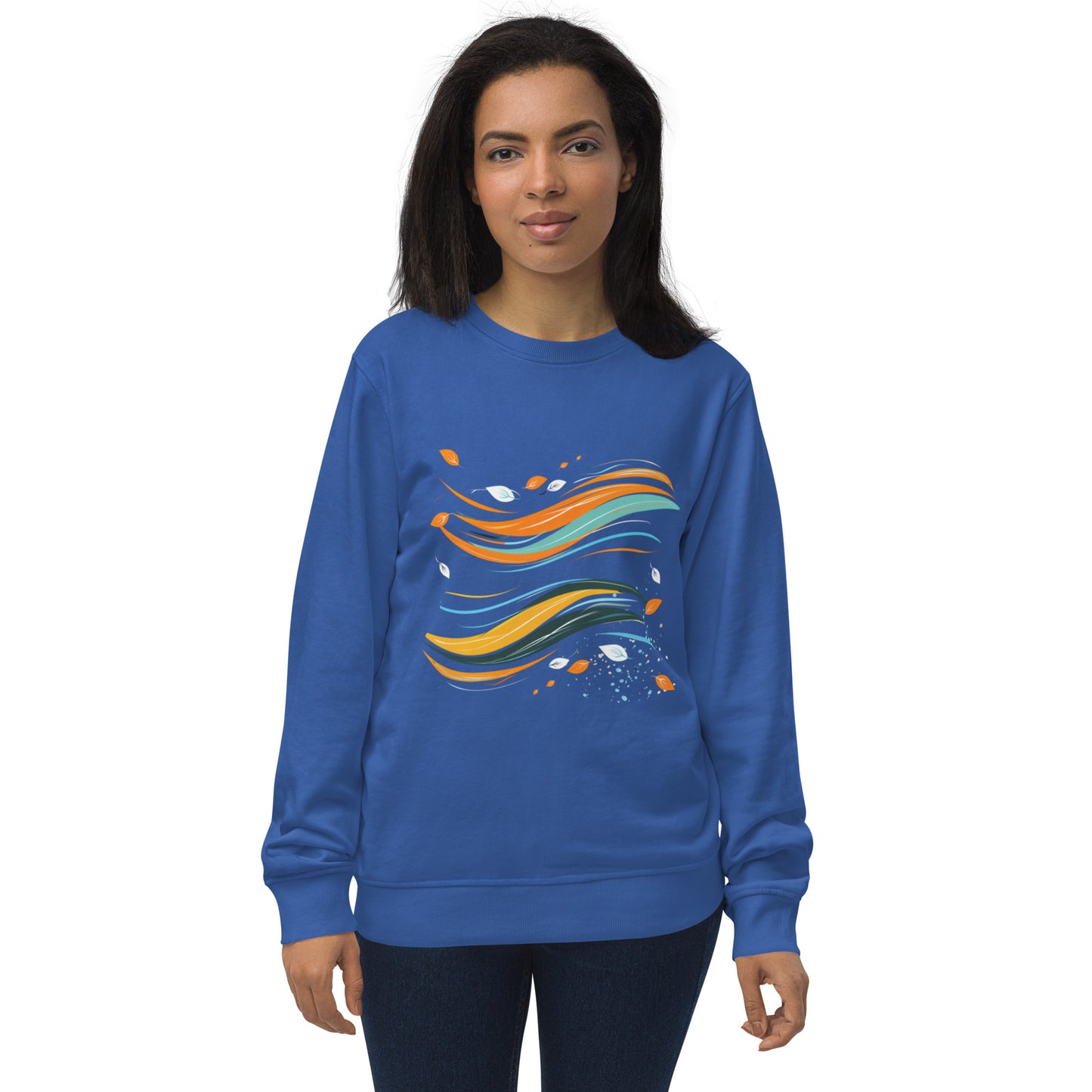 Sudadera ecológica con diseño fluido y abstracto