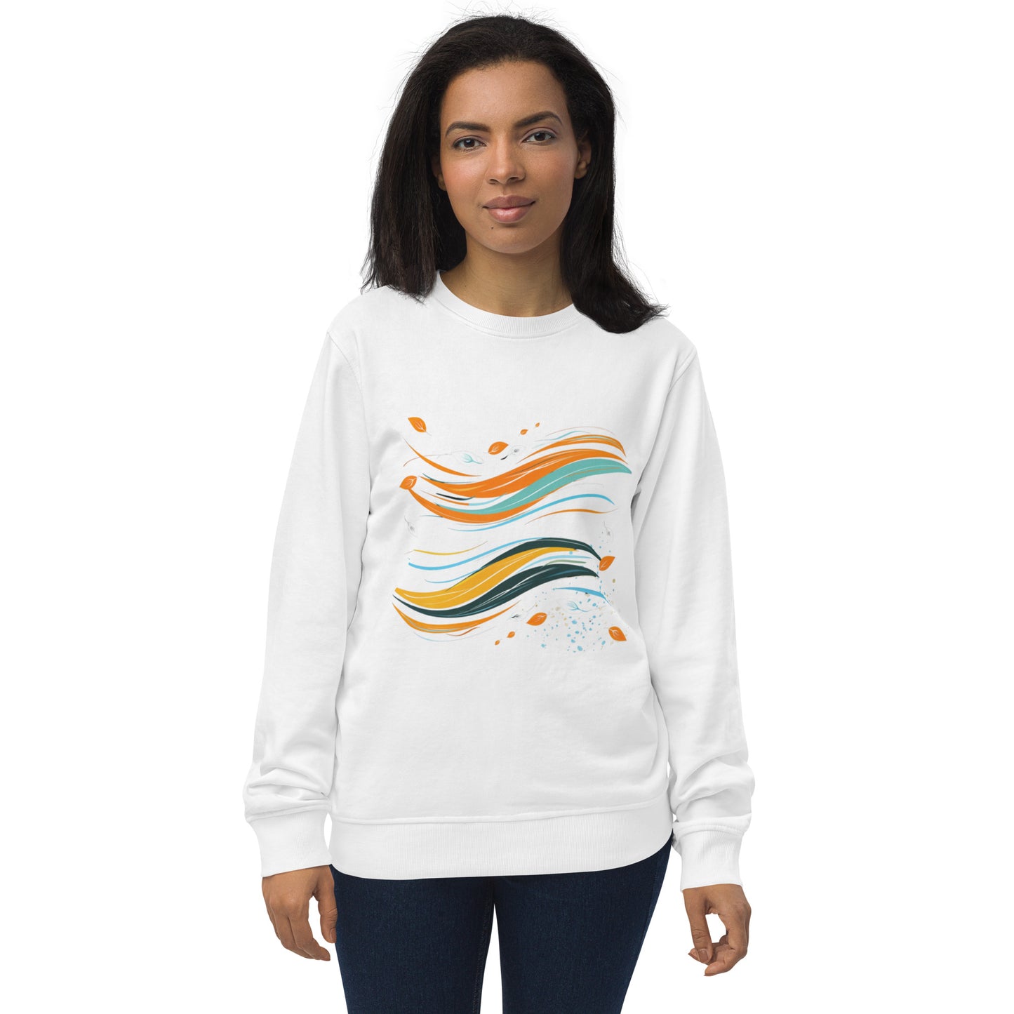 Sudadera ecológica con diseño fluido y abstracto