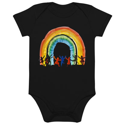 Body para bebé algodón orgánico con Estampado de Arcoíris y Niños Jugando