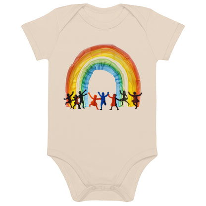 Body para bebé algodón orgánico con Estampado de Arcoíris y Niños Jugando