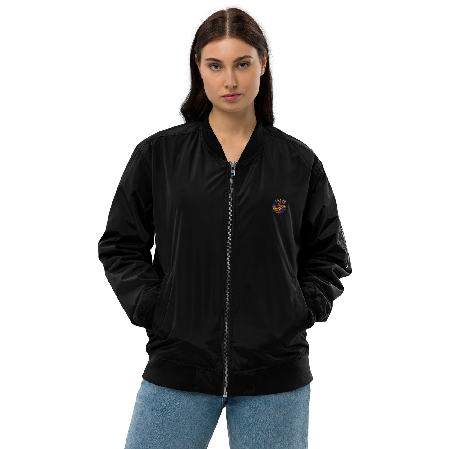 Chaqueta bomber reciclada premium: estilo moderno y sostenibilidad en uno.