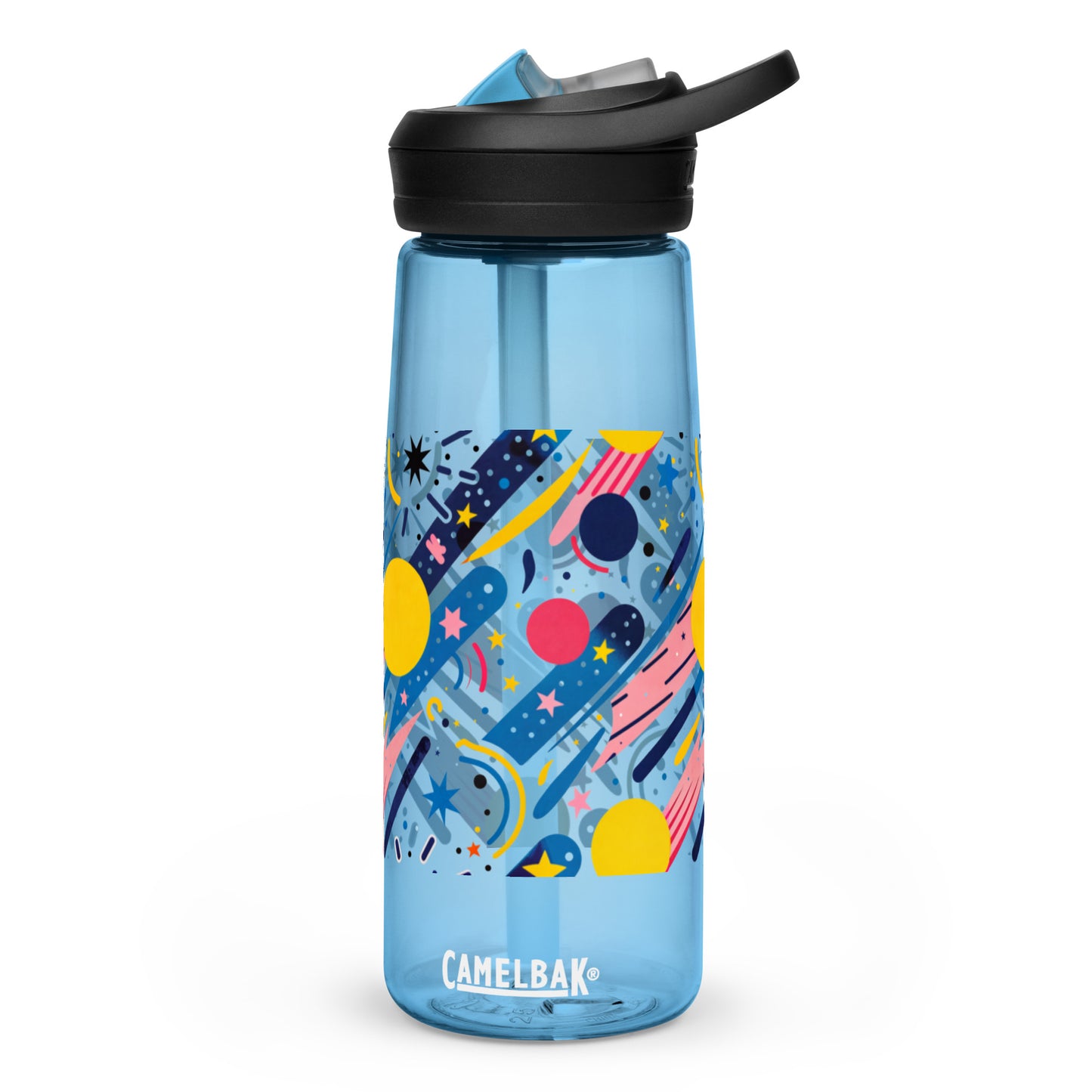 Botella de agua deportiva con Estampado de Cometas y Formas Cósmicas