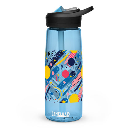 Botella de agua deportiva con Estampado de Cometas y Formas Cósmicas