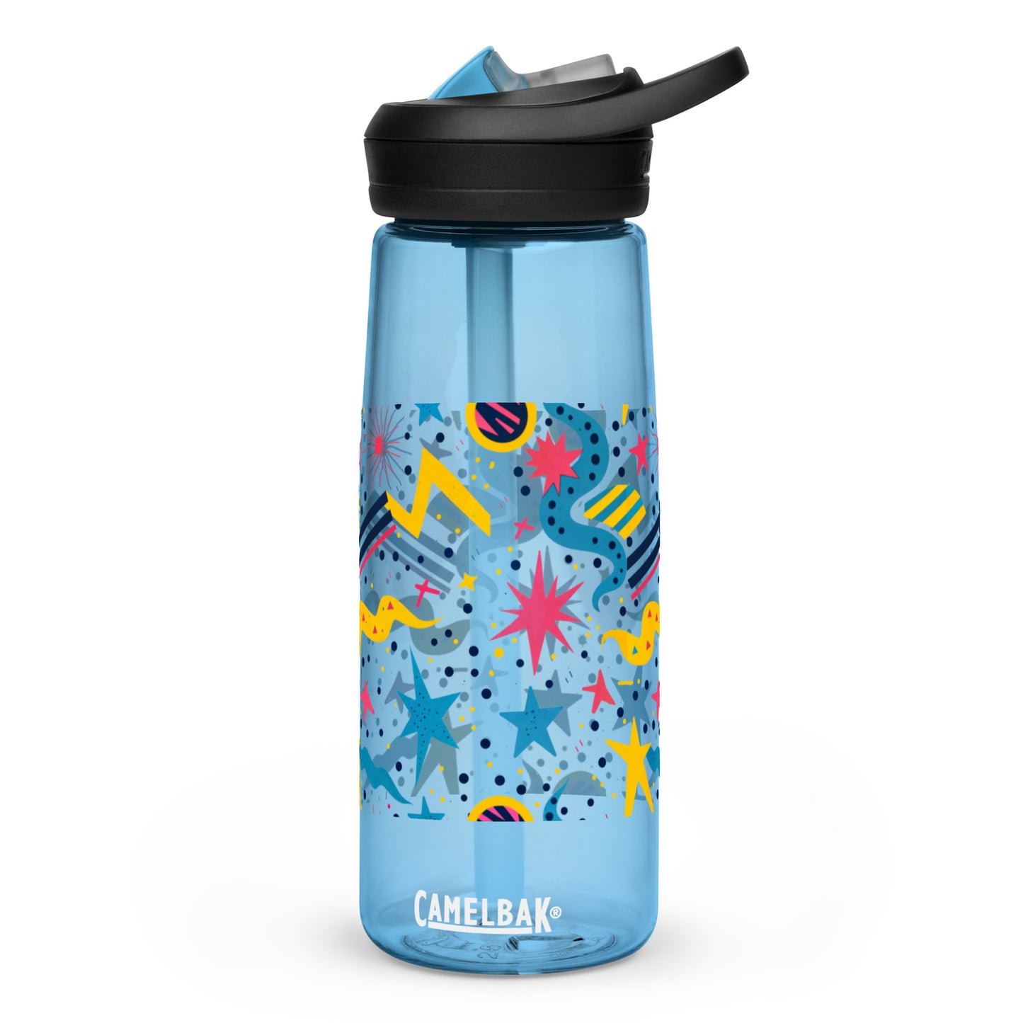 Botella de agua deportiva con Estampado de Estrellas y Formas Geométricas