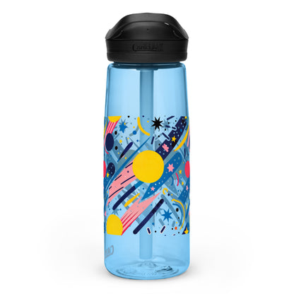 Botella de agua deportiva con Estampado de Cometas y Formas Cósmicas