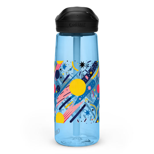 Botella de agua deportiva con Estampado de Cometas y Formas Cósmicas