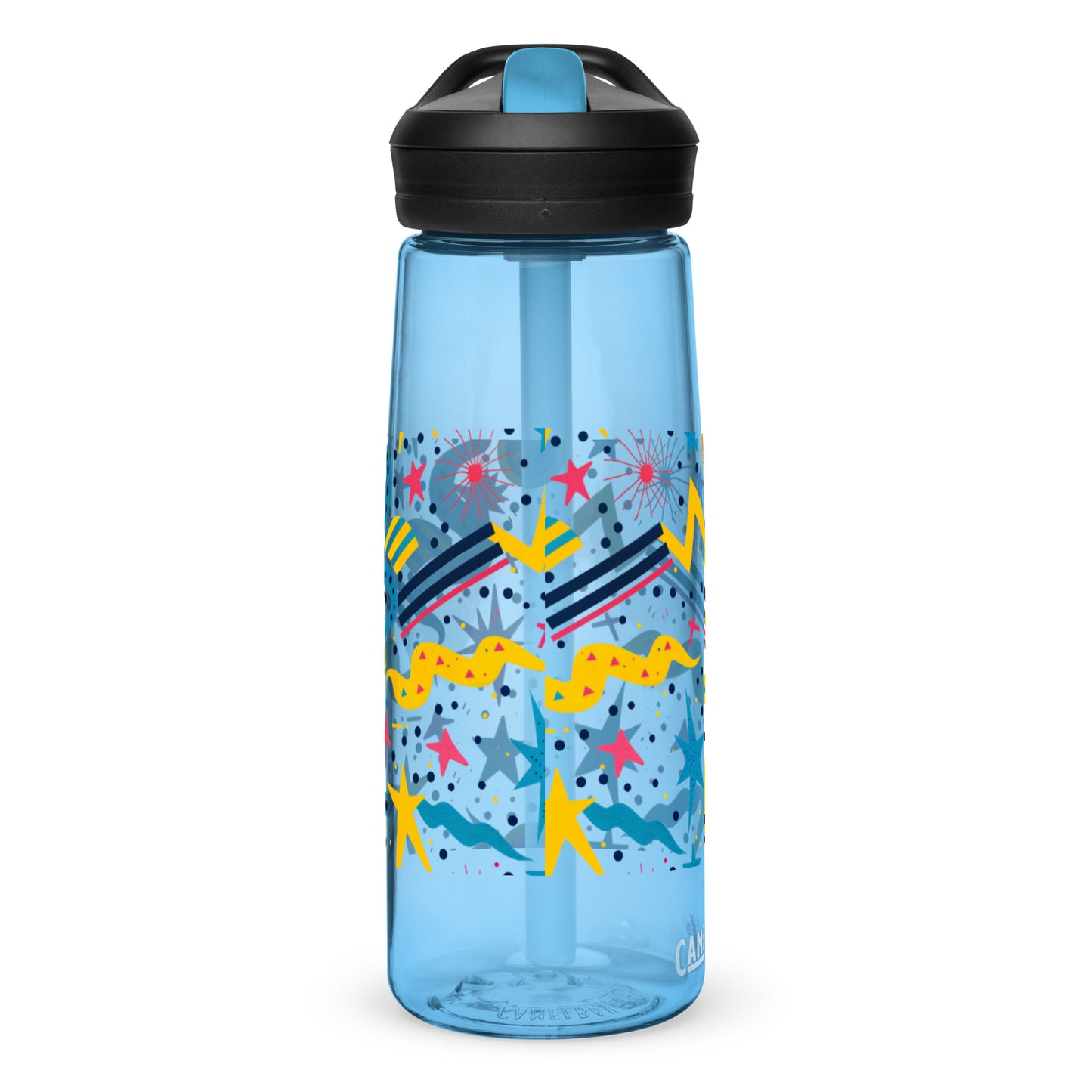 Botella de agua deportiva con Estampado de Estrellas y Formas Geométricas