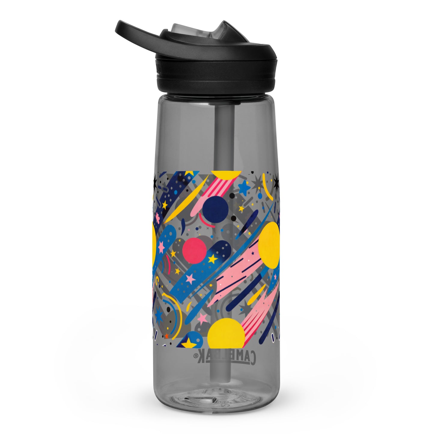 Botella de agua deportiva con Estampado de Cometas y Formas Cósmicas