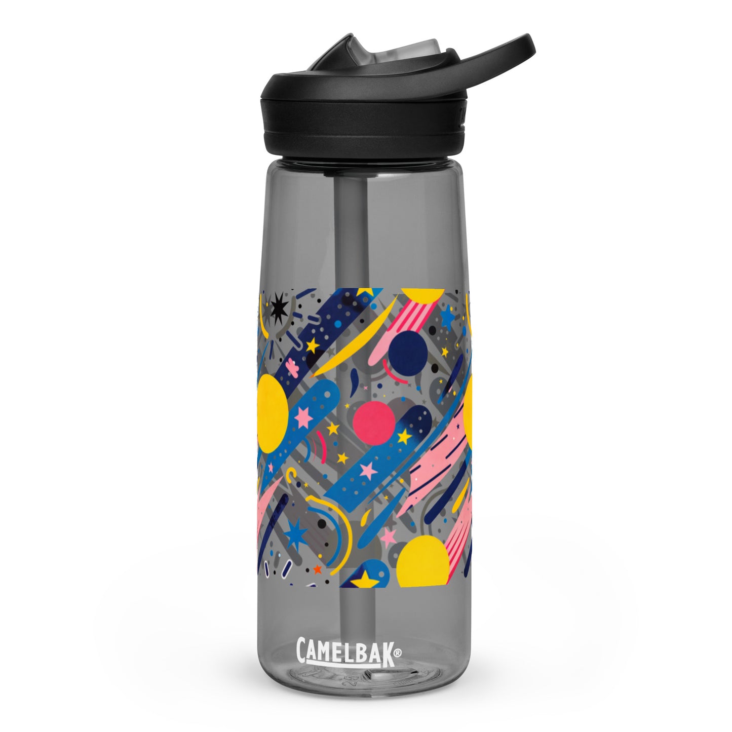 Botella de agua deportiva con Estampado de Cometas y Formas Cósmicas
