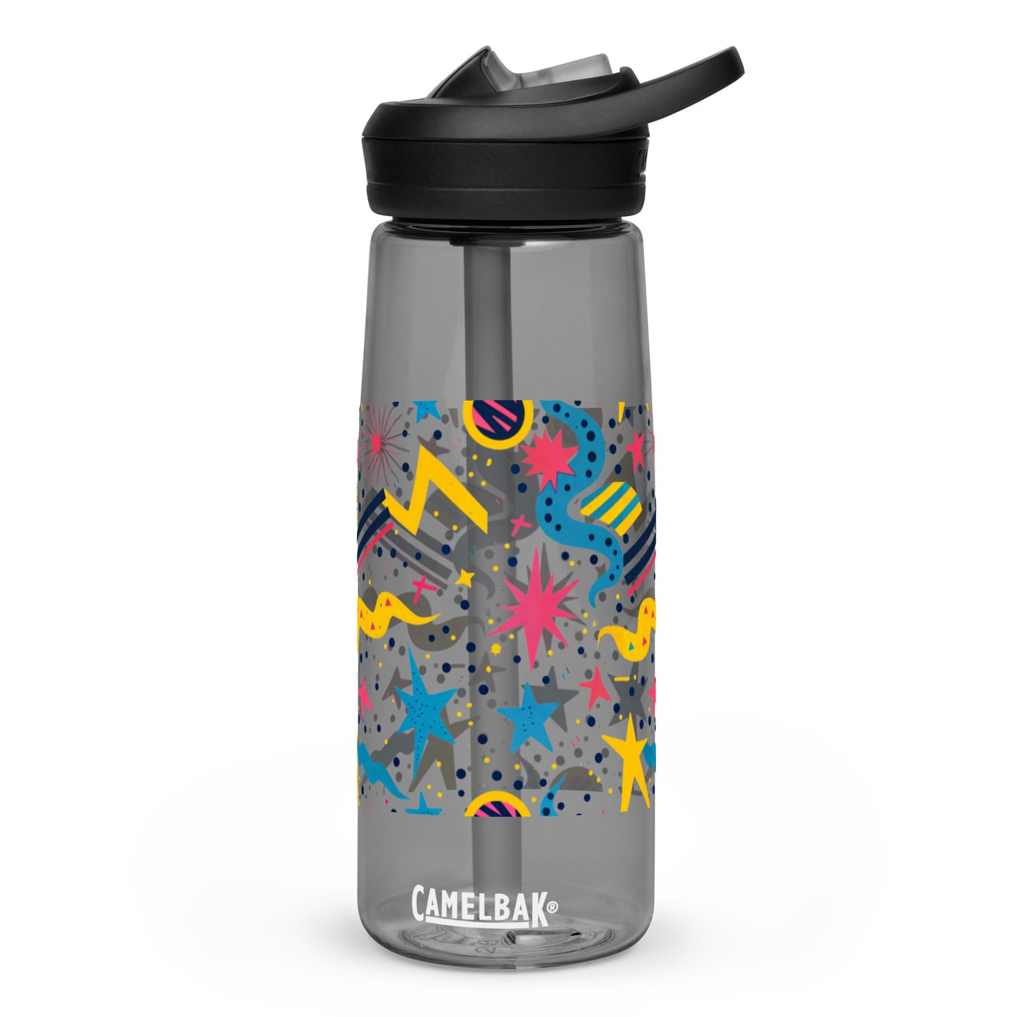 Botella de agua deportiva con Estampado de Estrellas y Formas Geométricas
