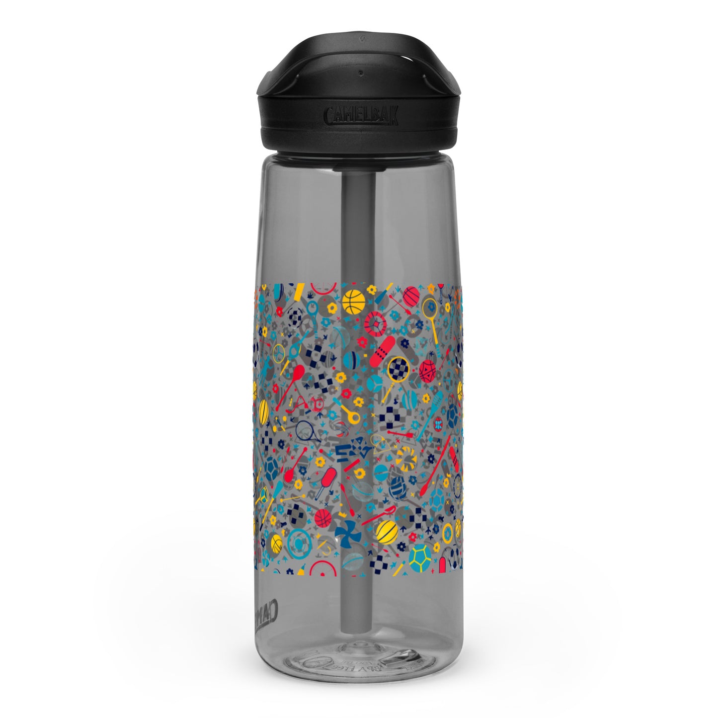 Botella de agua deportiva con Estampado de Deportes Coloridos