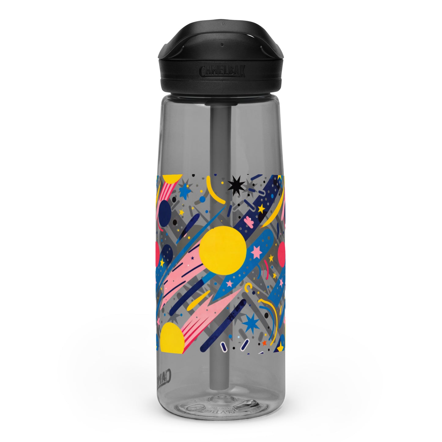 Botella de agua deportiva con Estampado de Cometas y Formas Cósmicas