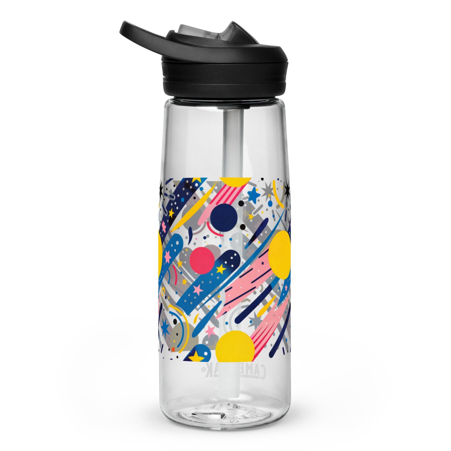 Botella de agua deportiva con Estampado de Cometas y Formas Cósmicas