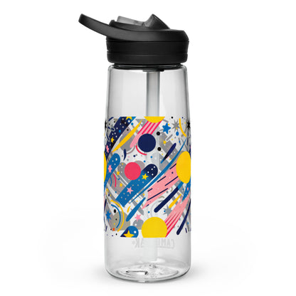 Botella de agua deportiva con Estampado de Cometas y Formas Cósmicas