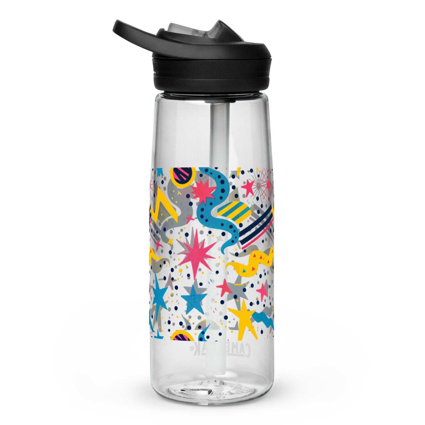 Botella de agua deportiva con Estampado de Estrellas y Formas Geométricas