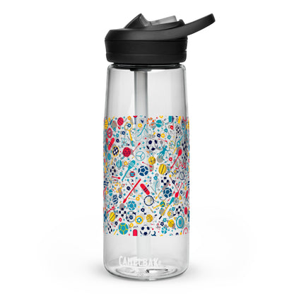 Botella de agua deportiva con Estampado de Deportes Coloridos