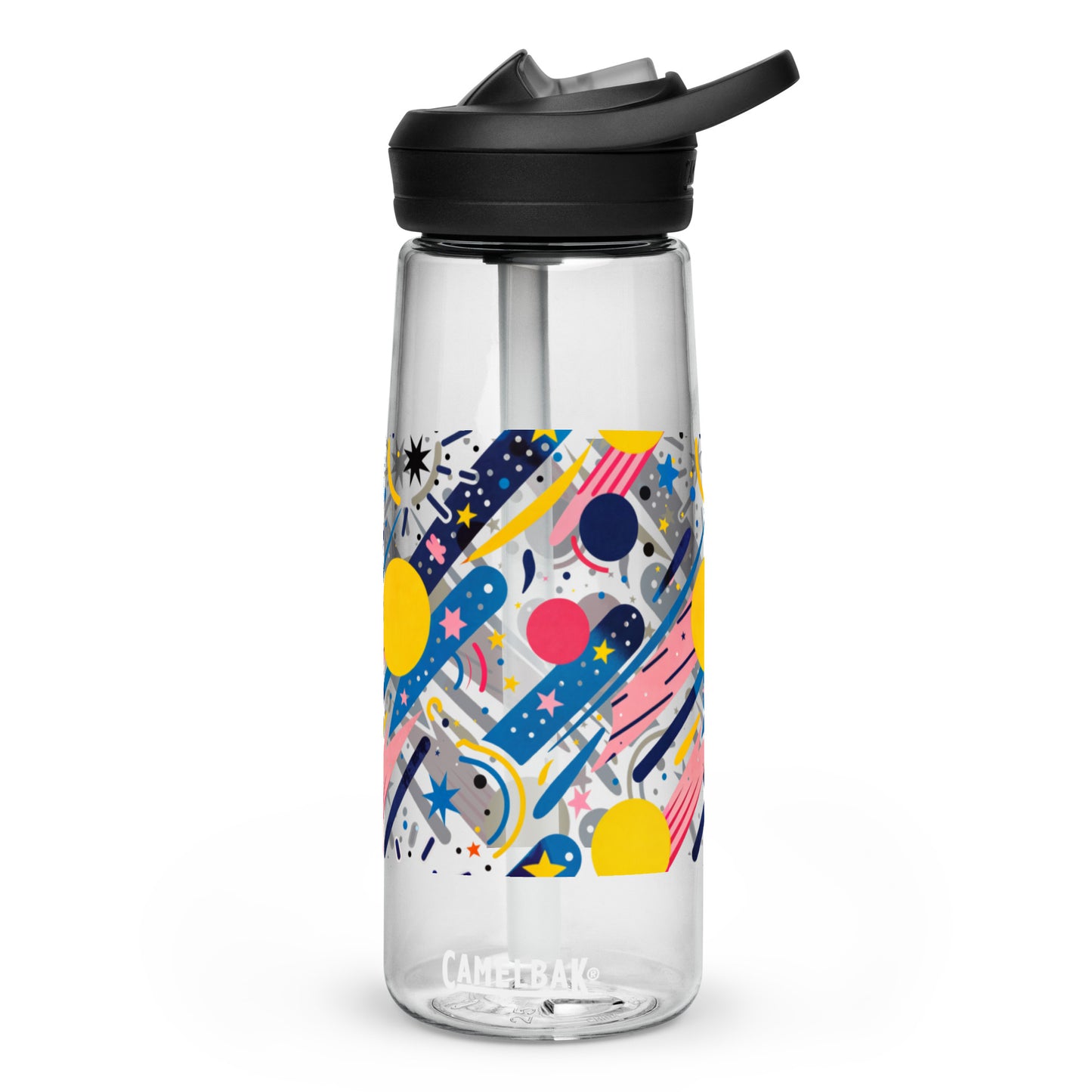 Botella de agua deportiva con Estampado de Cometas y Formas Cósmicas