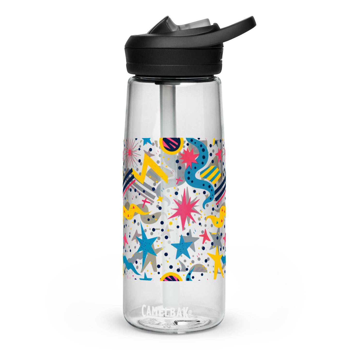 Botella de agua deportiva con Estampado de Estrellas y Formas Geométricas