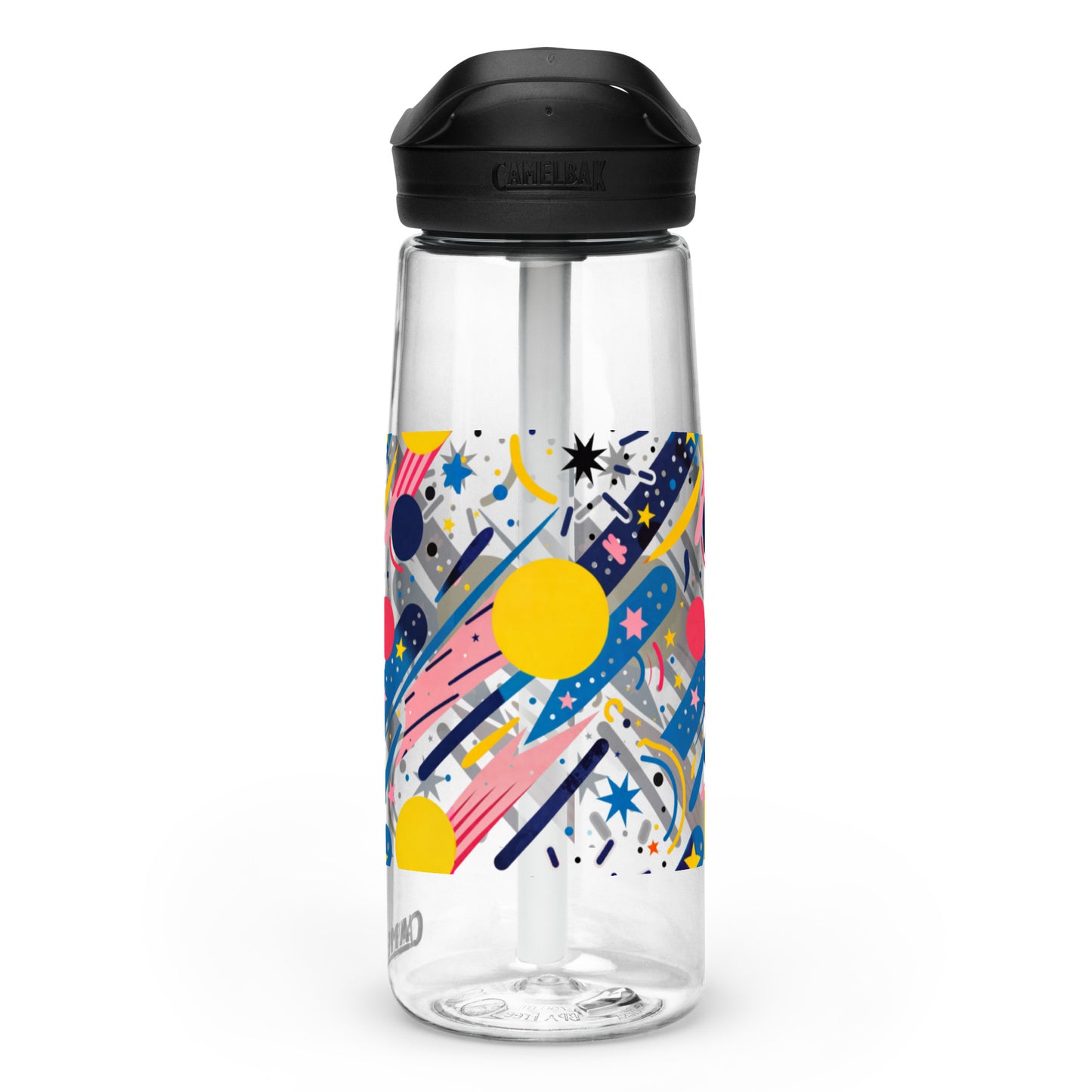 Botella de agua deportiva con Estampado de Cometas y Formas Cósmicas