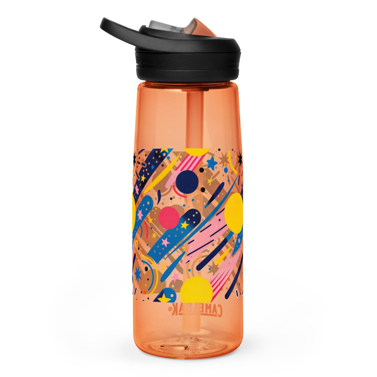 Botella de agua deportiva con Estampado de Cometas y Formas Cósmicas