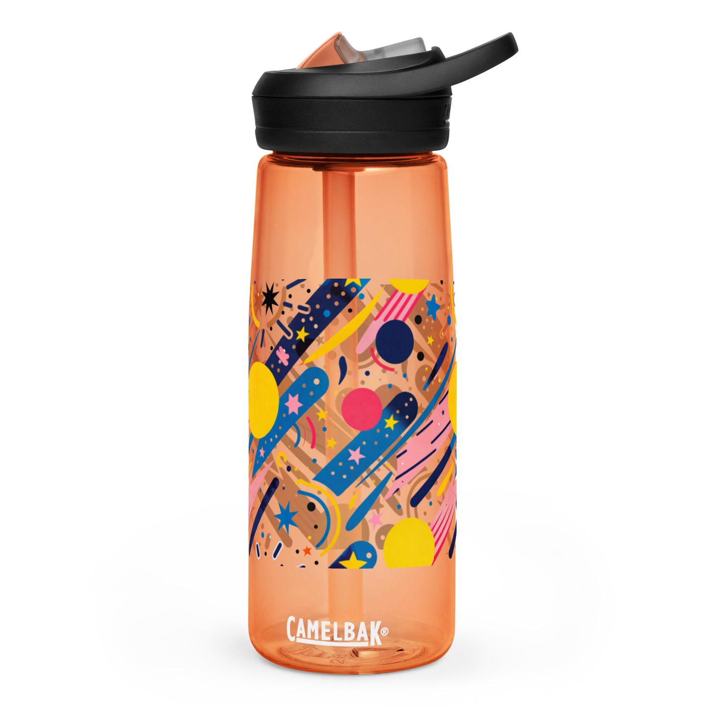 Botella de agua deportiva con Estampado de Cometas y Formas Cósmicas