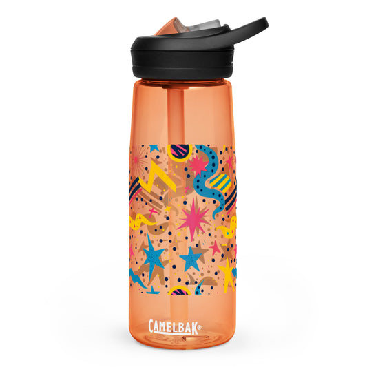 Botella de agua deportiva con Estampado de Estrellas y Formas Geométricas