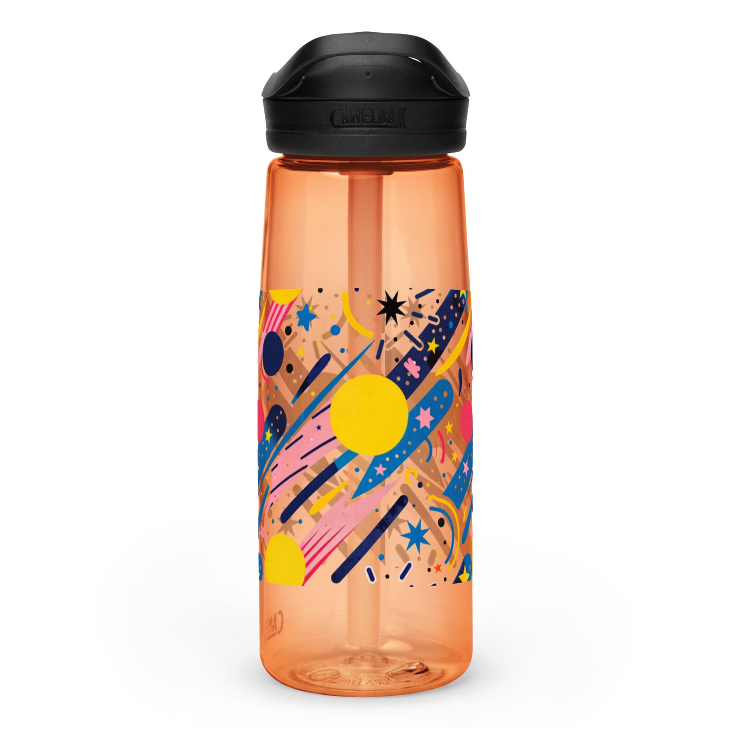 Botella de agua deportiva con Estampado de Cometas y Formas Cósmicas