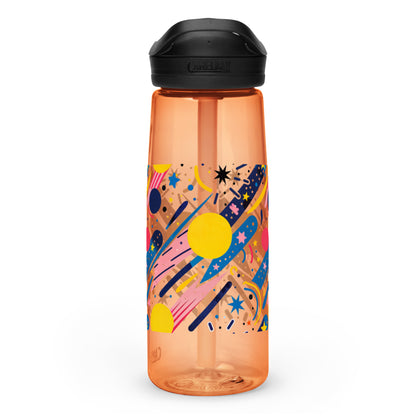 Botella de agua deportiva con Estampado de Cometas y Formas Cósmicas