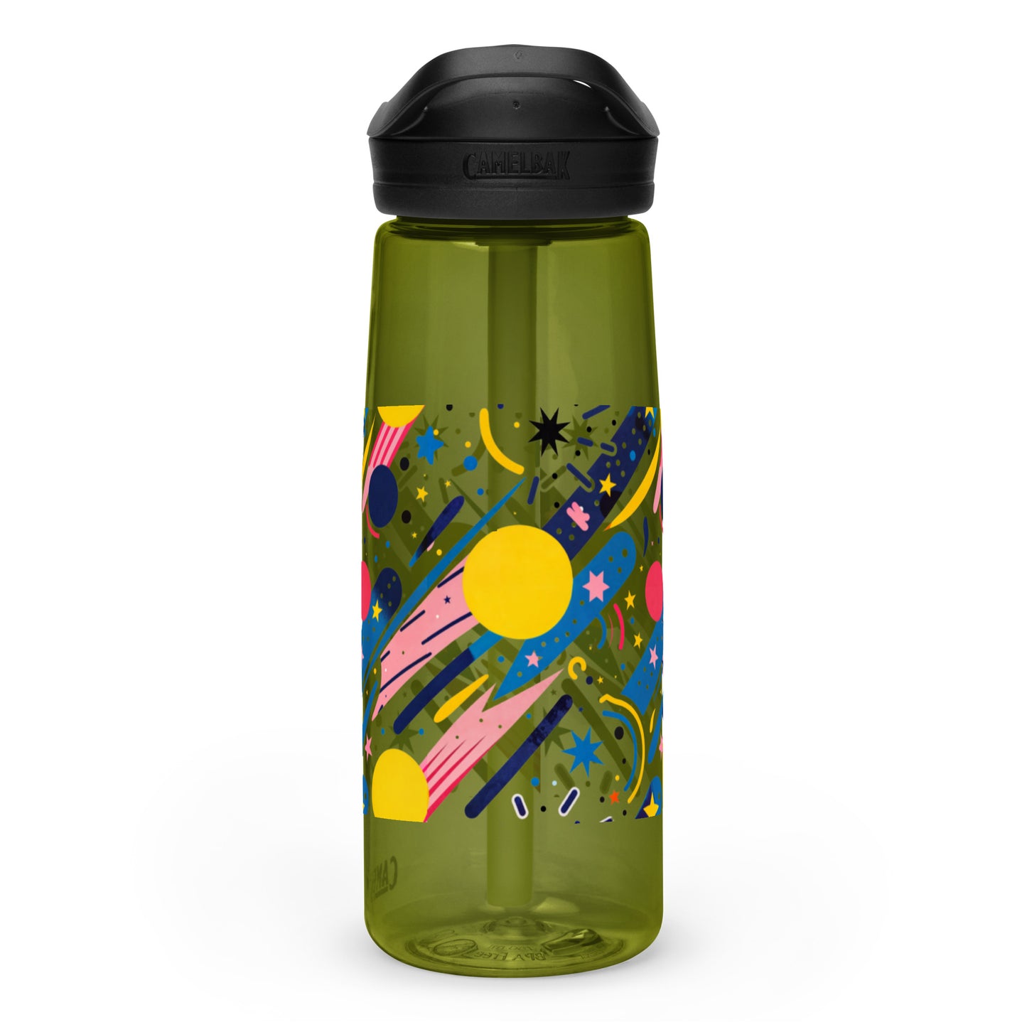 Botella de agua deportiva con Estampado de Cometas y Formas Cósmicas