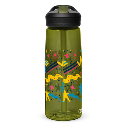 Botella de agua deportiva con Estampado de Estrellas y Formas Geométricas