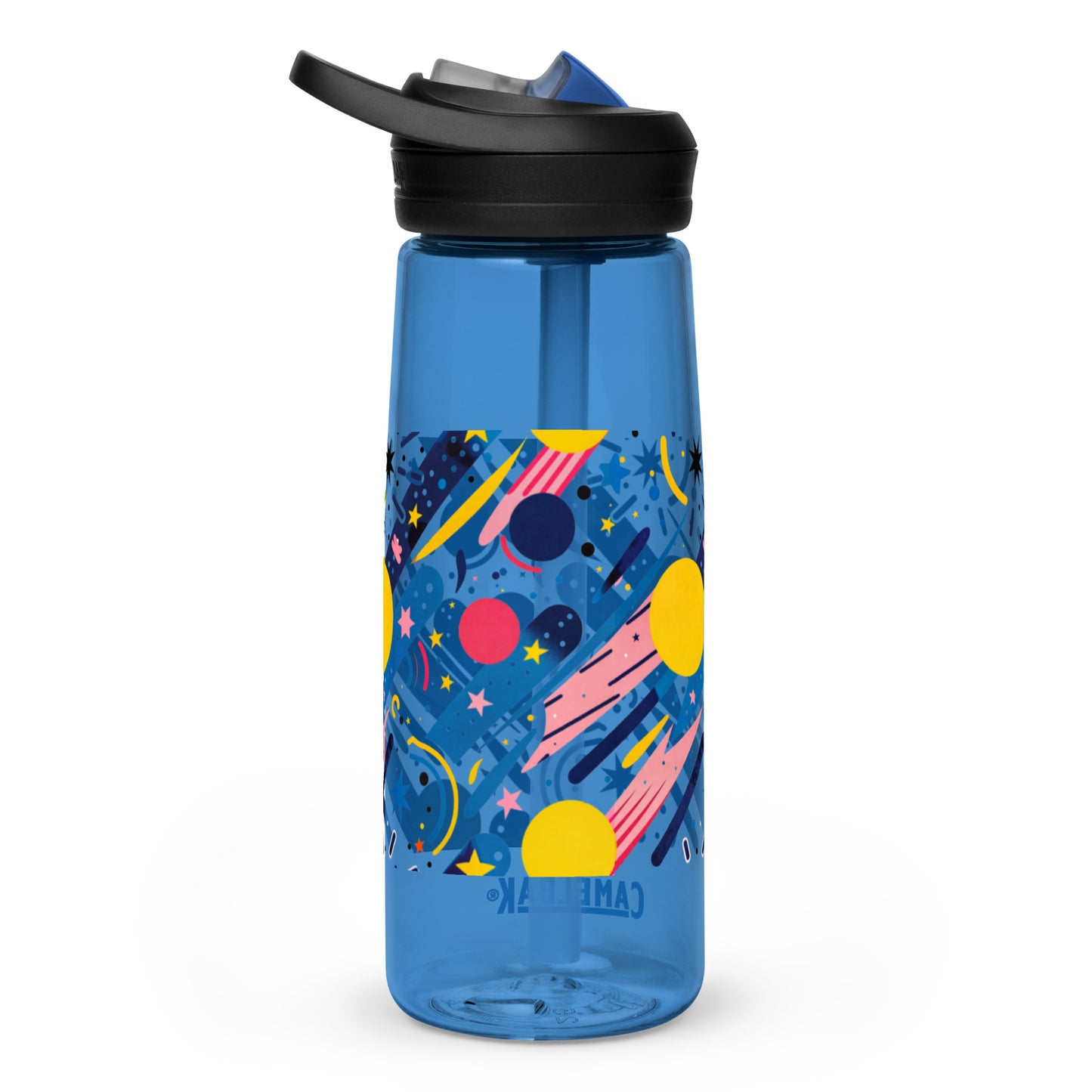 Botella de agua deportiva con Estampado de Cometas y Formas Cósmicas