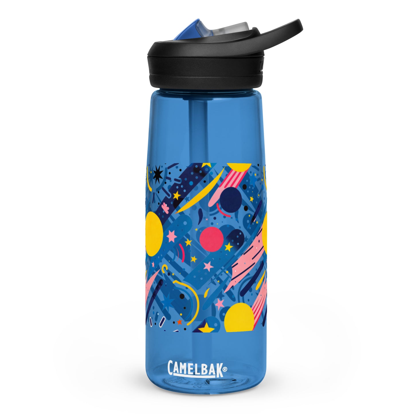 Botella de agua deportiva con Estampado de Cometas y Formas Cósmicas