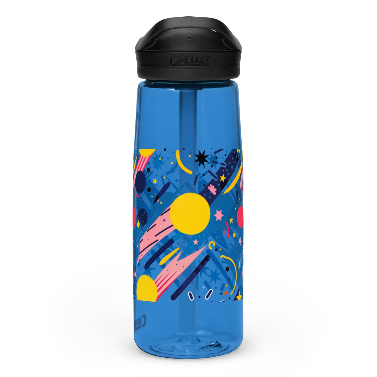 Botella de agua deportiva con Estampado de Cometas y Formas Cósmicas