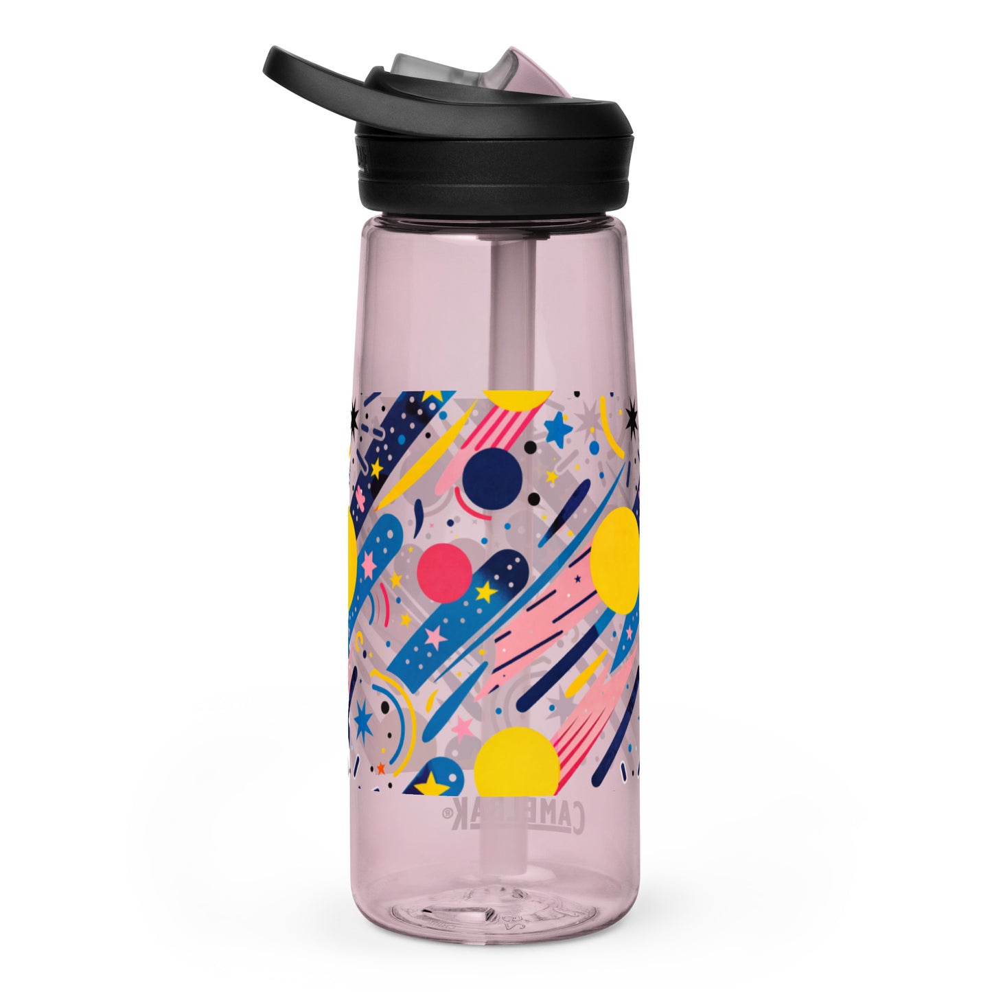 Botella de agua deportiva con Estampado de Cometas y Formas Cósmicas