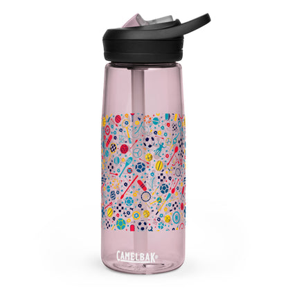 Botella de agua deportiva con Estampado de Deportes Coloridos
