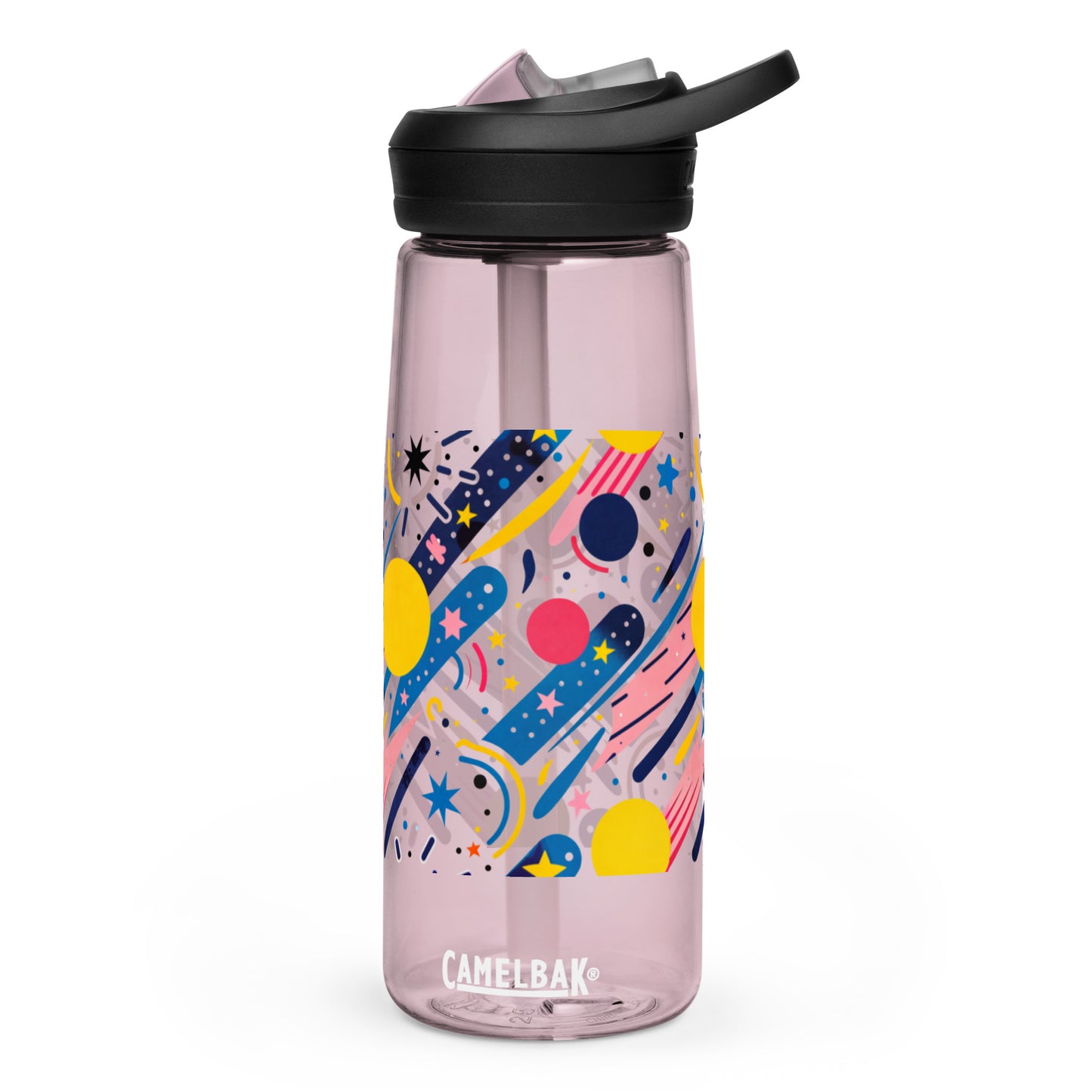 Botella de agua deportiva con Estampado de Cometas y Formas Cósmicas