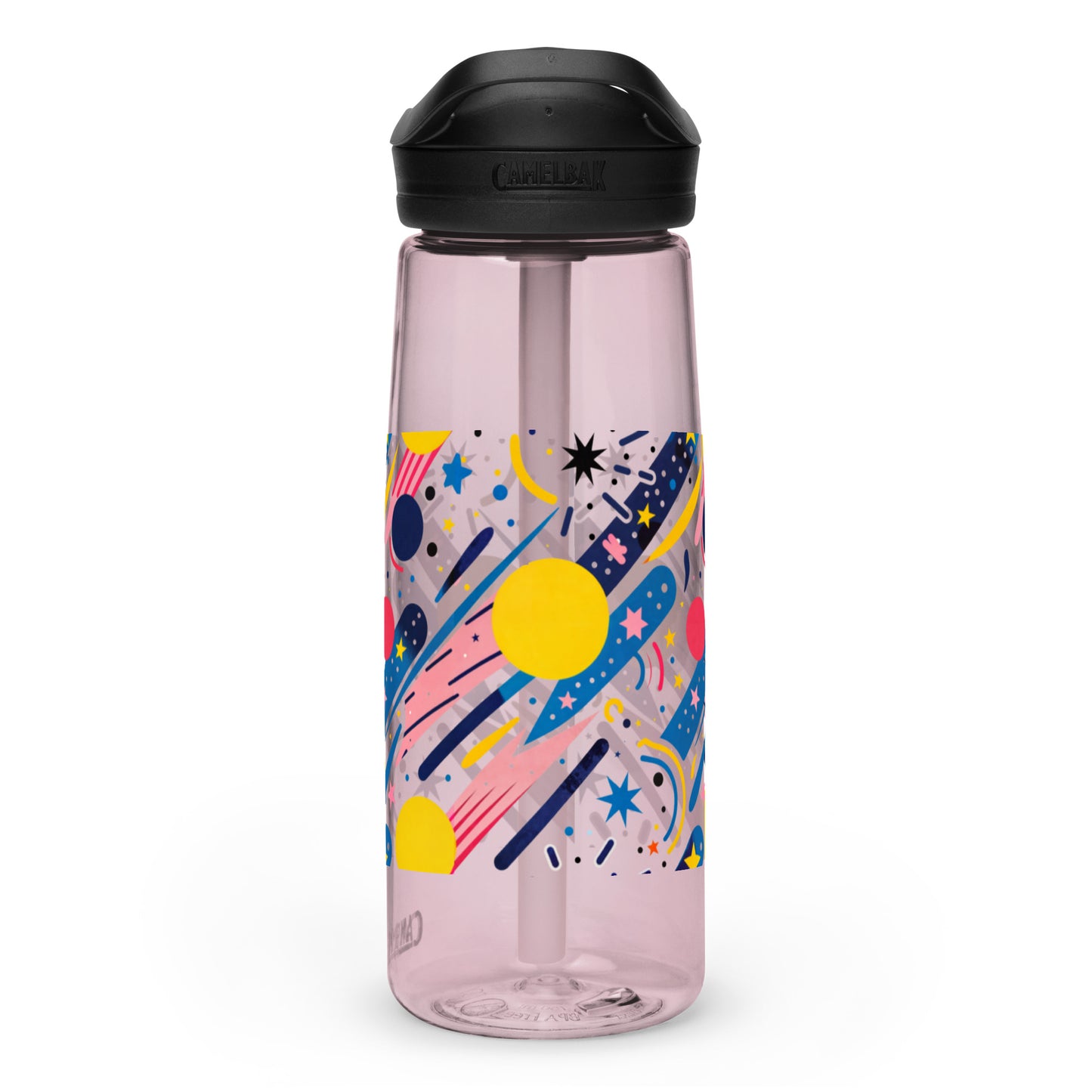 Botella de agua deportiva con Estampado de Cometas y Formas Cósmicas
