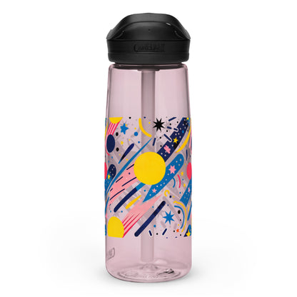 Botella de agua deportiva con Estampado de Cometas y Formas Cósmicas
