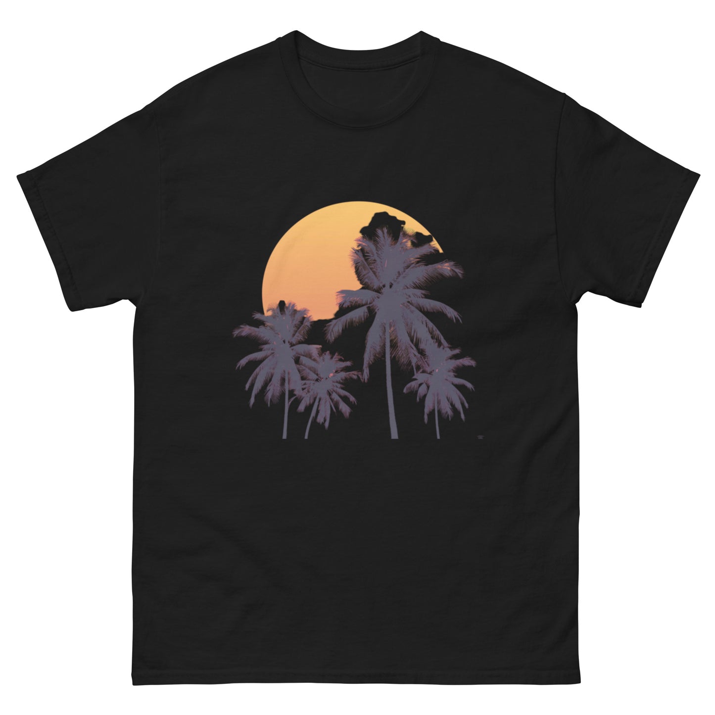 Camiseta de algodón orgánico Unisex con Estampado de Atardecer Tropical