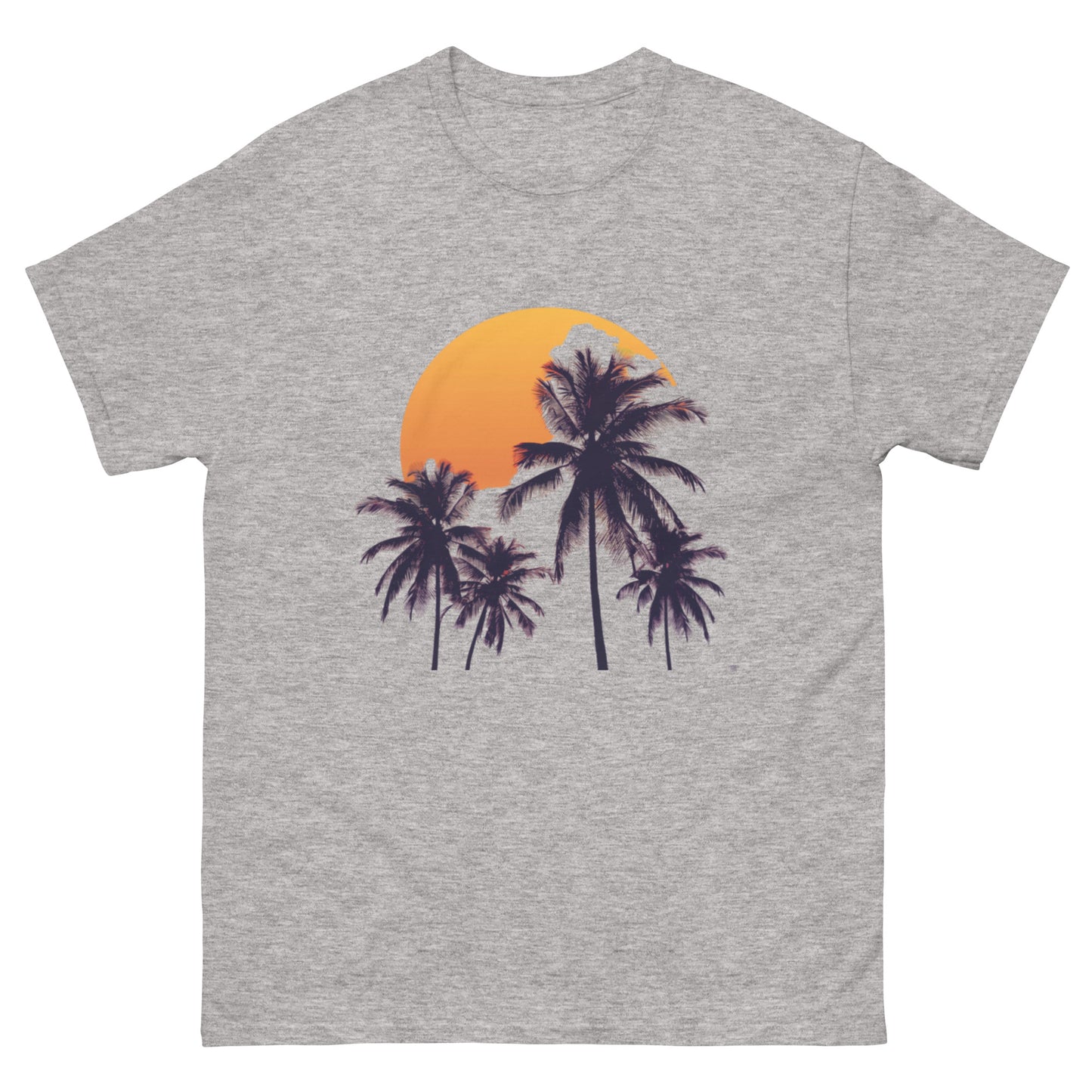 Camiseta de algodón orgánico Unisex con Estampado de Atardecer Tropical