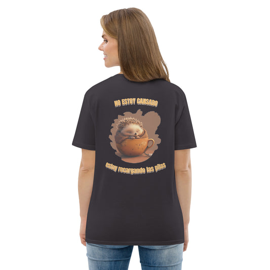 Camiseta orgánica "Tortuga Sabia" con mensaje inspirador.