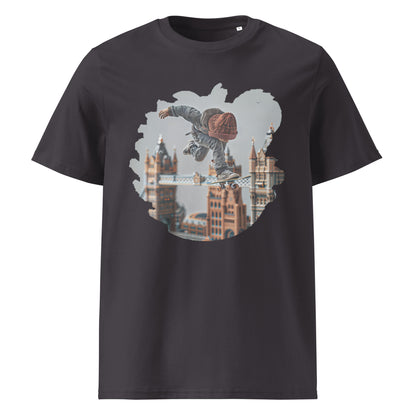 Camiseta de algodón orgánico unisex con Estampado de Skateboarding Urbano