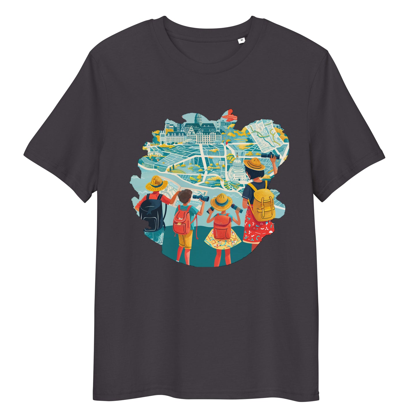 Camiseta de algodón orgánico unisex con Estampado de Turismo Urbano